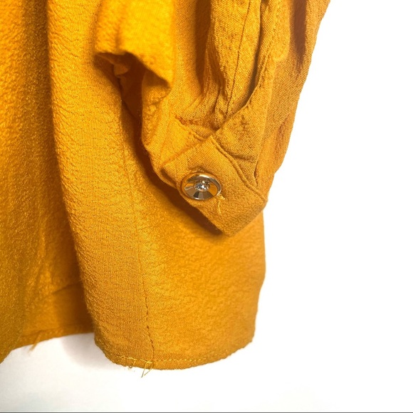 Anthro | Maeve Mustard Ruffle Cold Shoulder Top - Picture 7 of 9